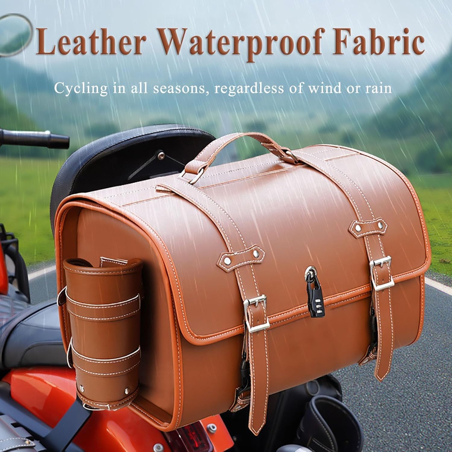 ZXZFDC Motorcycle Saddle Bag PU Leather for Kawasaki Ninja ZX-4 R